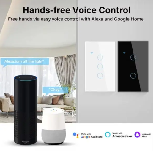 Interruptor Inteligente 3 botones Wi-Fi con Control Táctil, Voz y App Tuya/Smart Life